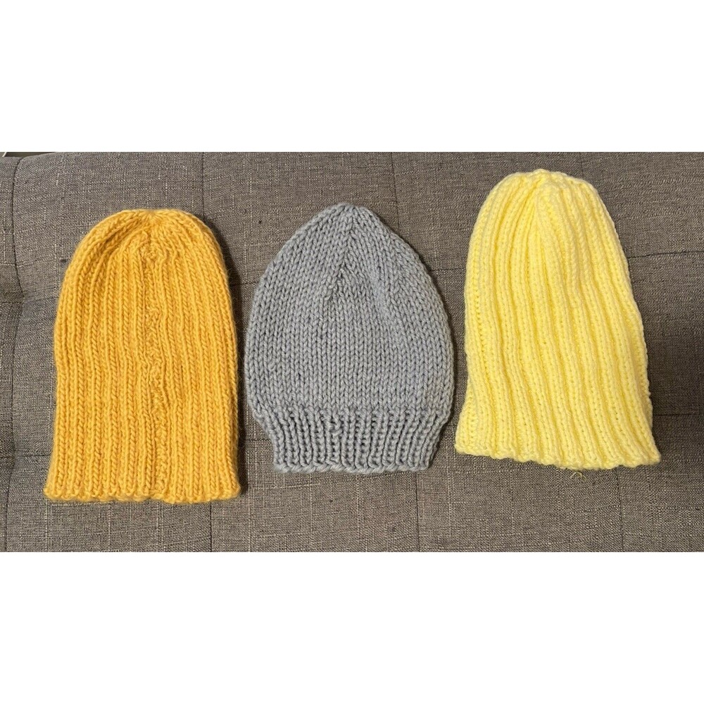 Lot Of 3 Homemade Crocheted Hats